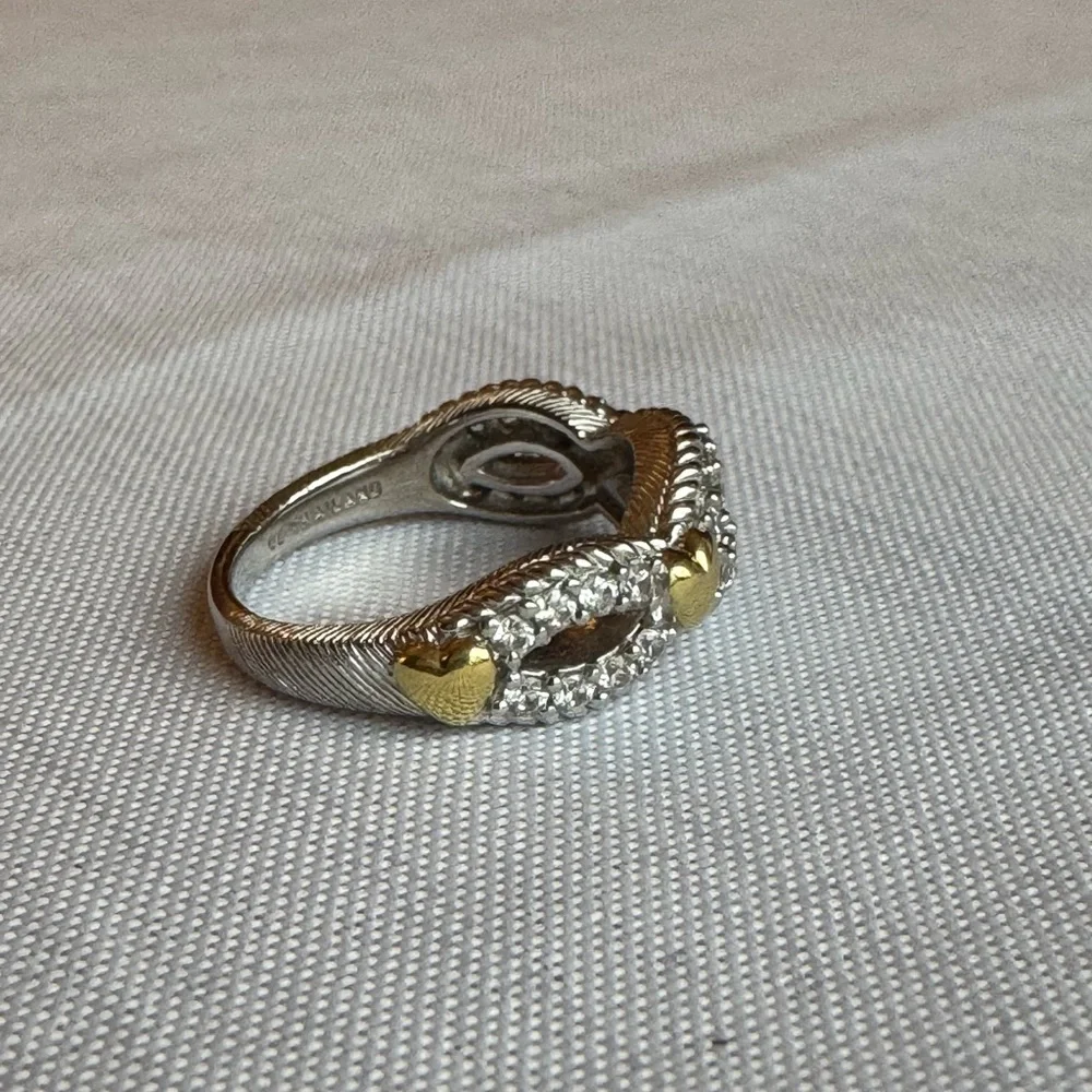 Judith Ripka Silver Ring with Gold Heart Accents - Picture 6 of 13